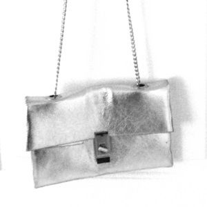 Silver Clutch with Chain Bag